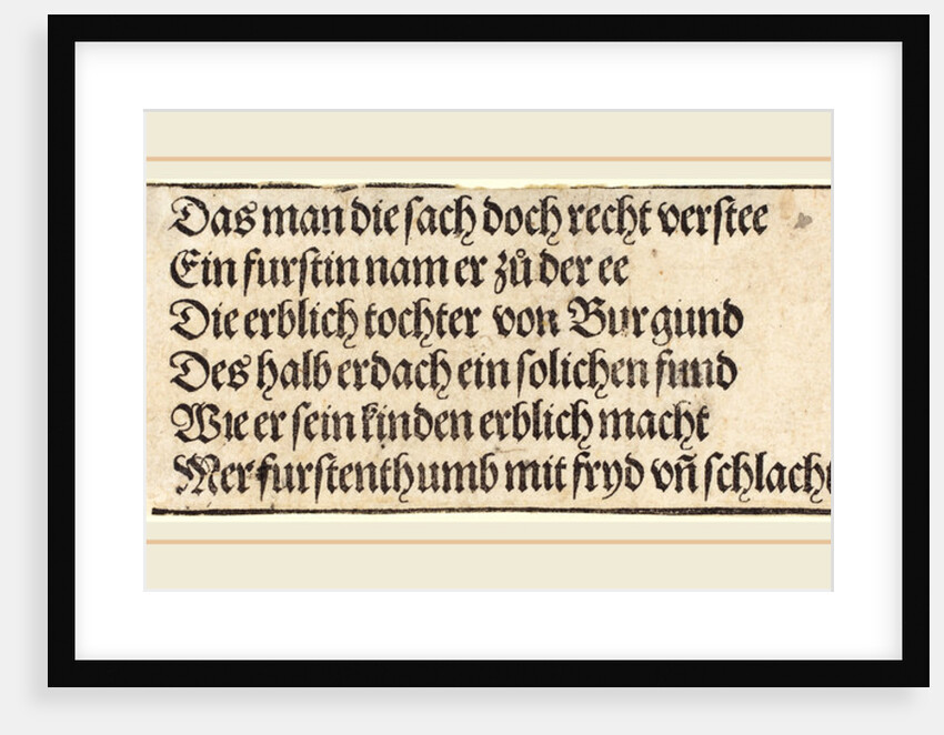 Printed text for The Betrothal of Maximilian with Mary of Burgundy, 1515 by Albrecht Dürer