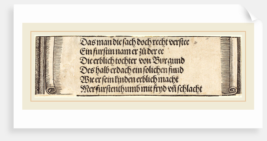 Printed text for The Betrothal of Maximilian with Mary of Burgundy, 1515 by Albrecht Dürer