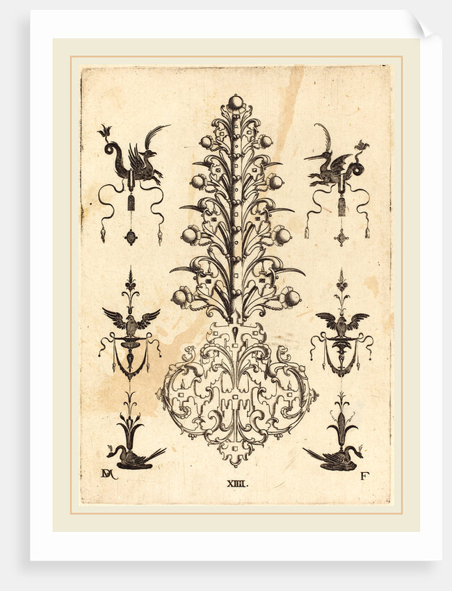 Hyacinth-Shaped Brooch with Winged Animals at Top and Crouching Swans at Bottom, 1596 by Daniel Mignot
