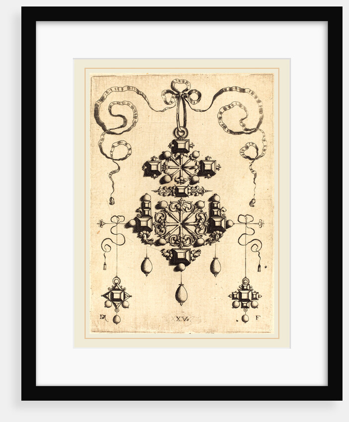 Pendant with Two Double Crosses, Surrounded by Four Diamond-Shaped Stones, Five Table-Stones, and Thirteen Pearls by Daniel Mignot