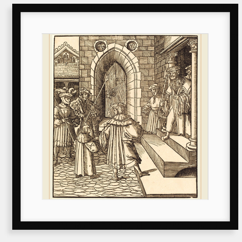 Three Men and a Boy in the Court of a Castle, to the Right Three Men on a Staircase by Leonhard Beck