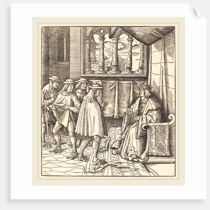 A King on a Throne, before him Four Men by Leonhard Beck