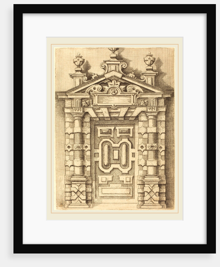 Pedimented Doorway, c. 1594 by Wendel Dietterlin and anonymous etcher