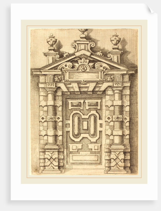Pedimented Doorway, c. 1594 by Wendel Dietterlin and anonymous etcher