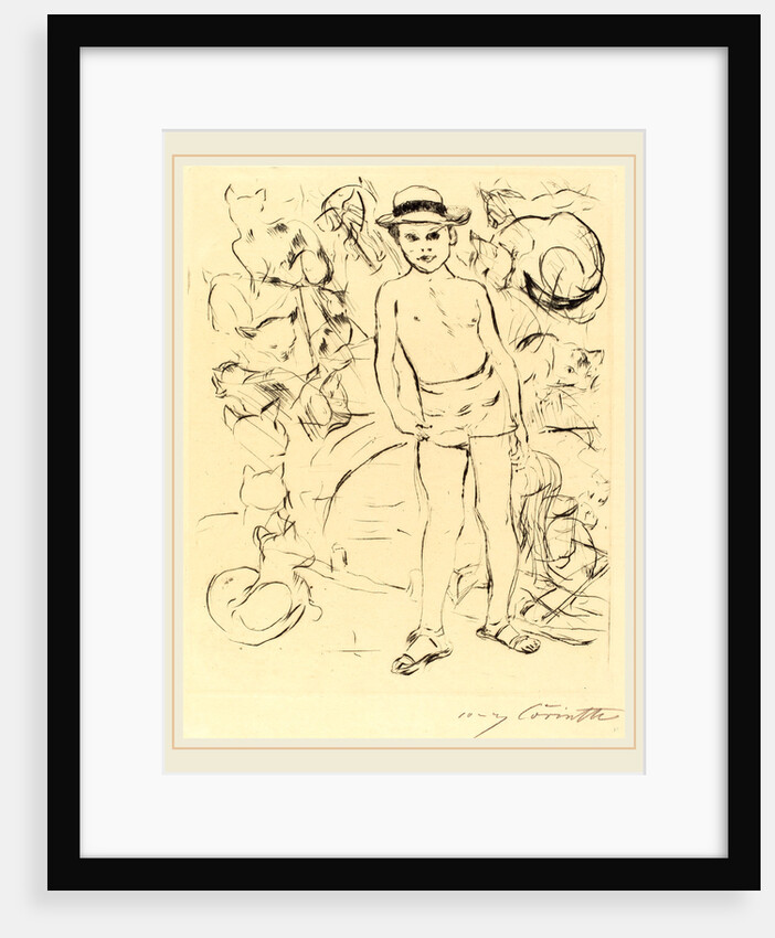 Boy Wearing Bathing-Trunks and Straw Hat by Lovis Corinth