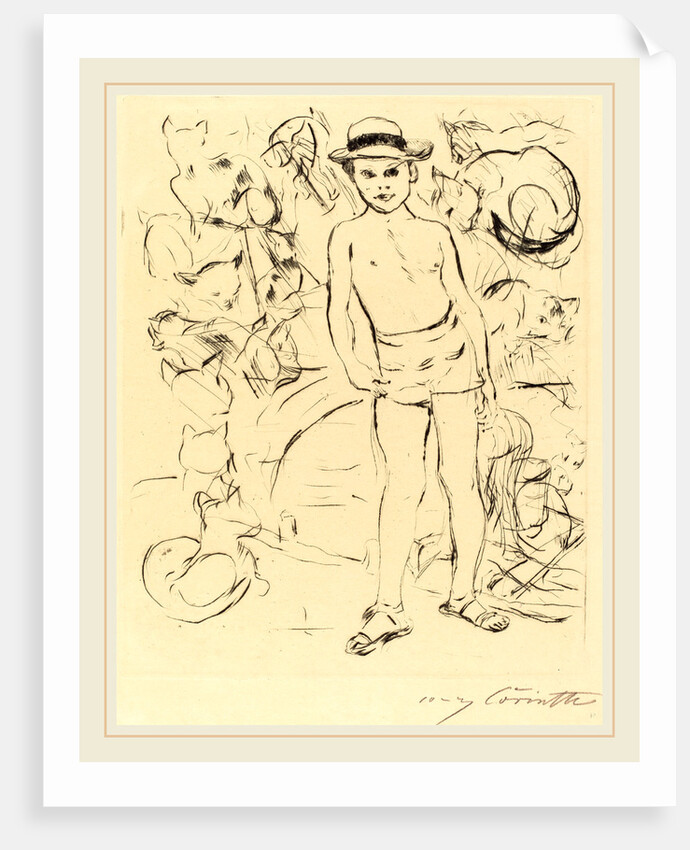 Boy Wearing Bathing-Trunks and Straw Hat by Lovis Corinth