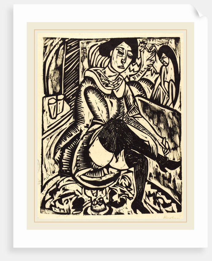 Woman Tying Her Shoe by Ernst Ludwig Kirchner