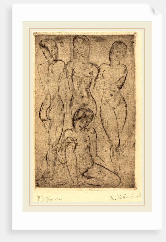 Four Women; Three Standing, One Sitting by Wilhelm Lehmbruck