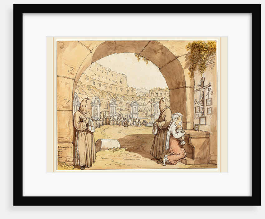 La Compagnia dei sacconi al Colosseo, 1829 by Bartolomeo Pinelli