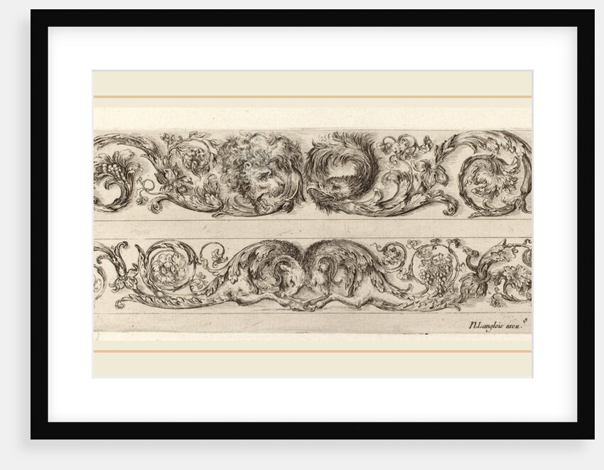 Two Ornamental Bands with Facing Heads of Lion and Eagle, and Two Rams, probably 1648 by Stefano Della Bella