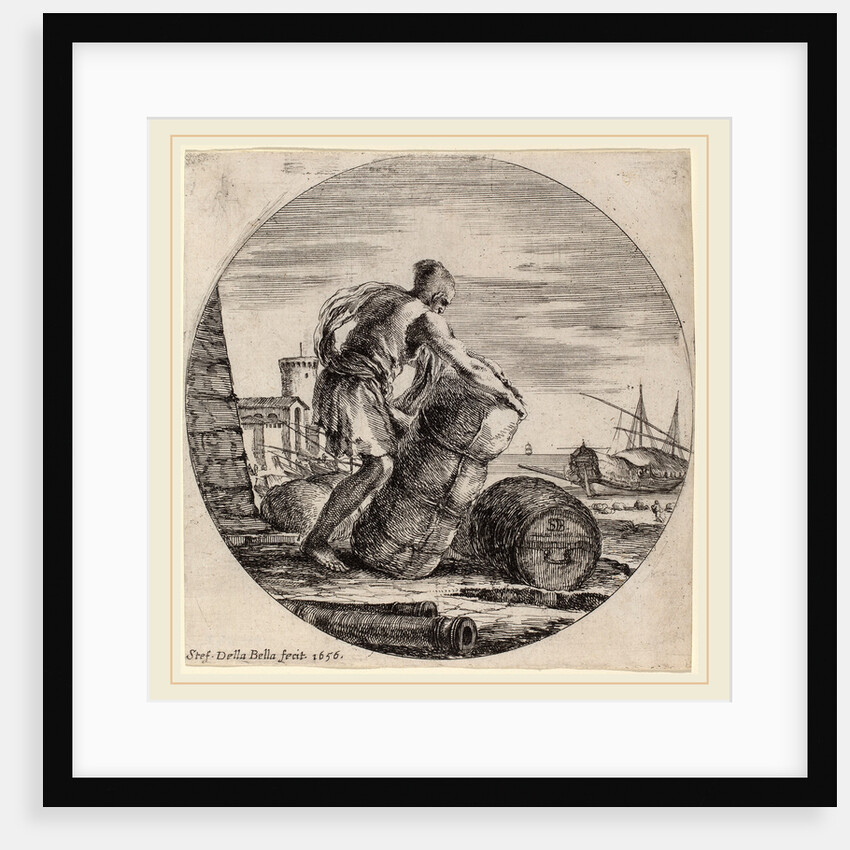 Galley Slave Hauling a Ship's Cargo, 1656 by Stefano Della Bella