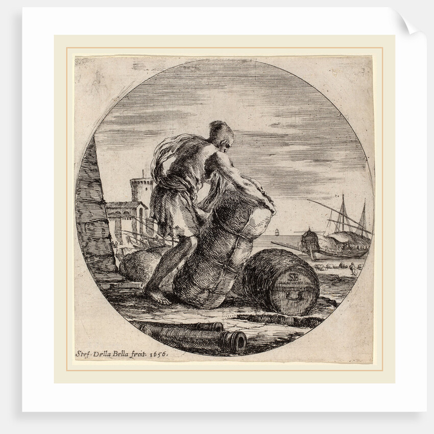 Galley Slave Hauling a Ship's Cargo, 1656 by Stefano Della Bella