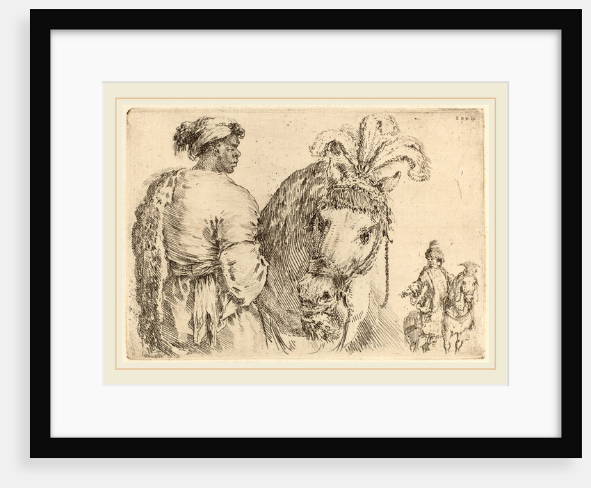 Negro Feeding a Horse, probably 1662 by Stefano Della Bella