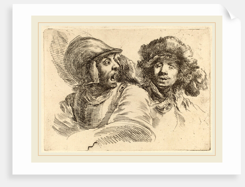 Frightened Soldier and Man with Fur Cap by Stefano Della Bella