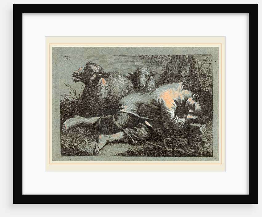Peasant Boy Asleep near Two Sheep by Francesco Londonio