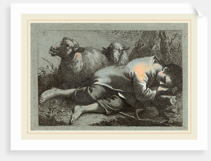 Peasant Boy Asleep near Two Sheep by Francesco Londonio