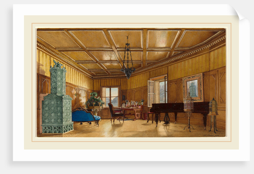 The Music Room of Archduchess Margarete, Princess of Saxony, in Schloss Ambras, 1870s by Heinrich von Förster