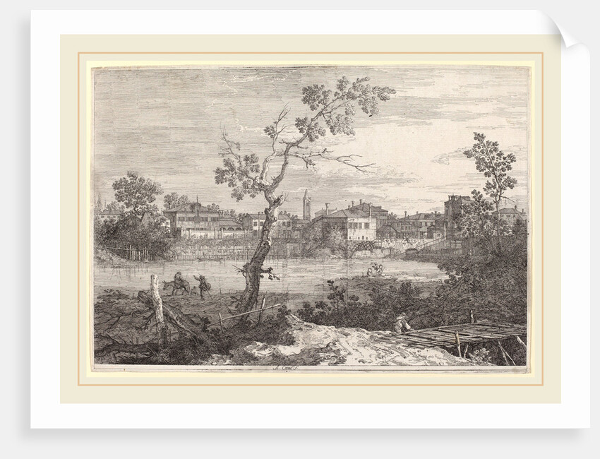 View of a Town on a River Bank by Canaletto