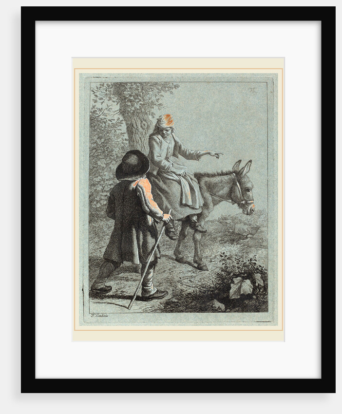 Peasant Woman Seated on a Donkey and a Peasant Man by Francesco Londonio