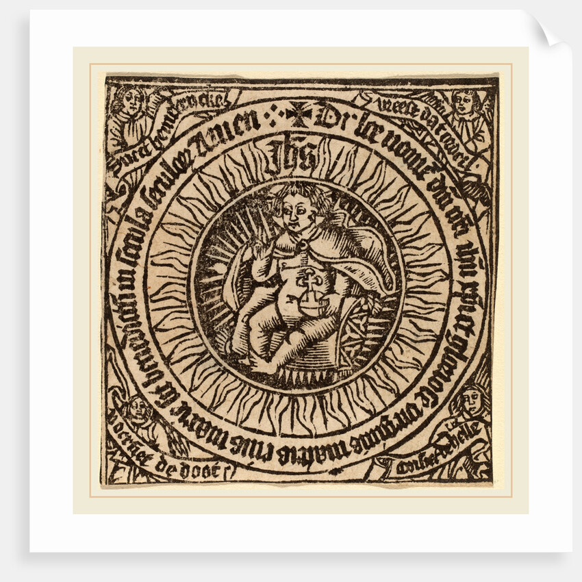 Divine Infant with the Globe in a Circle with Four Angels, probably c. 1500 by Anonymous