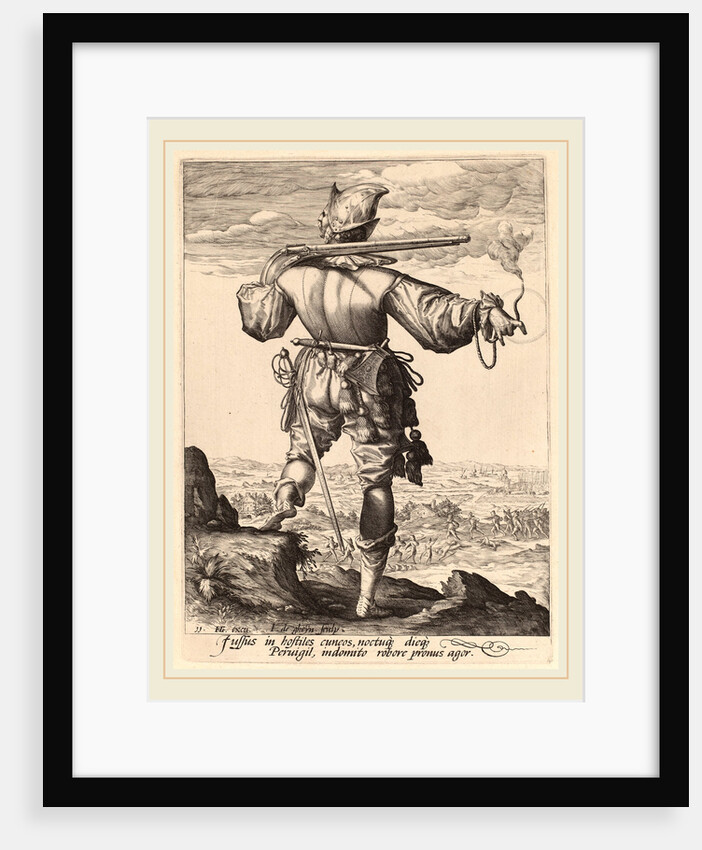 Helmeted Musketeer, 1587 by Jacques de Gheyn II