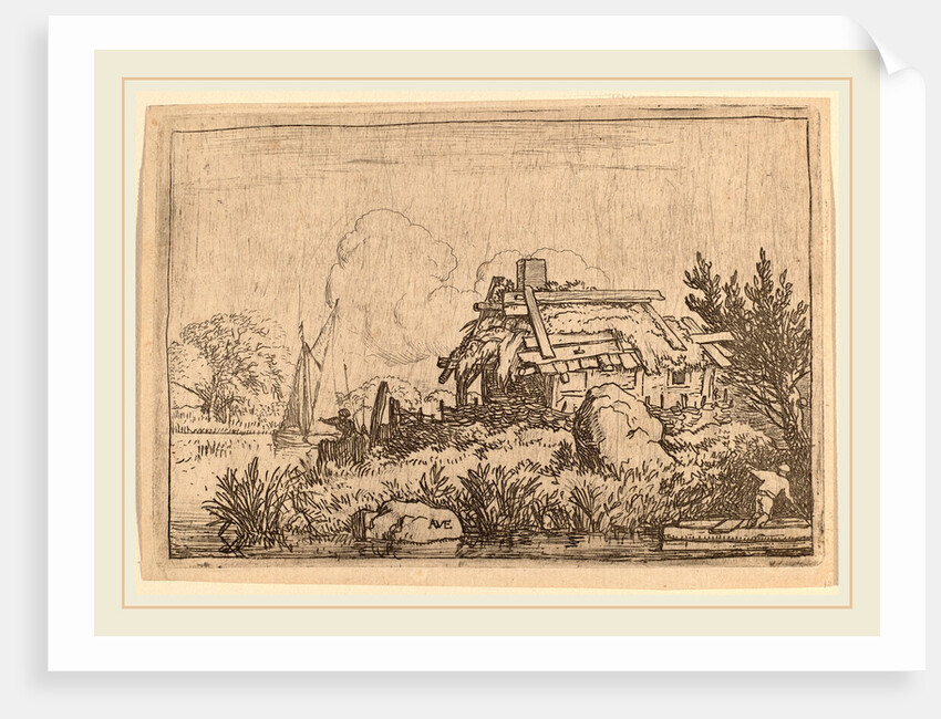 Ruined Cottage, Surrounded by Water by Allart van Everdingen
