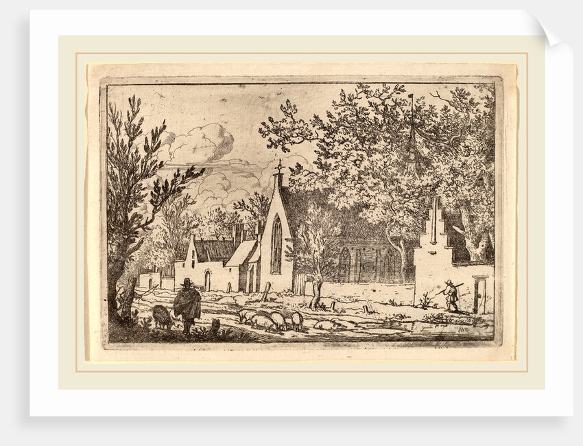 Swine Herd near a Chapel by Allart van Everdingen
