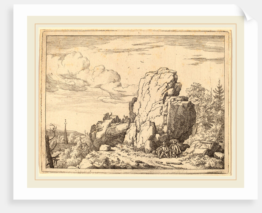 Two Men Seated at the Foot of a High Rock by Allart van Everdingen