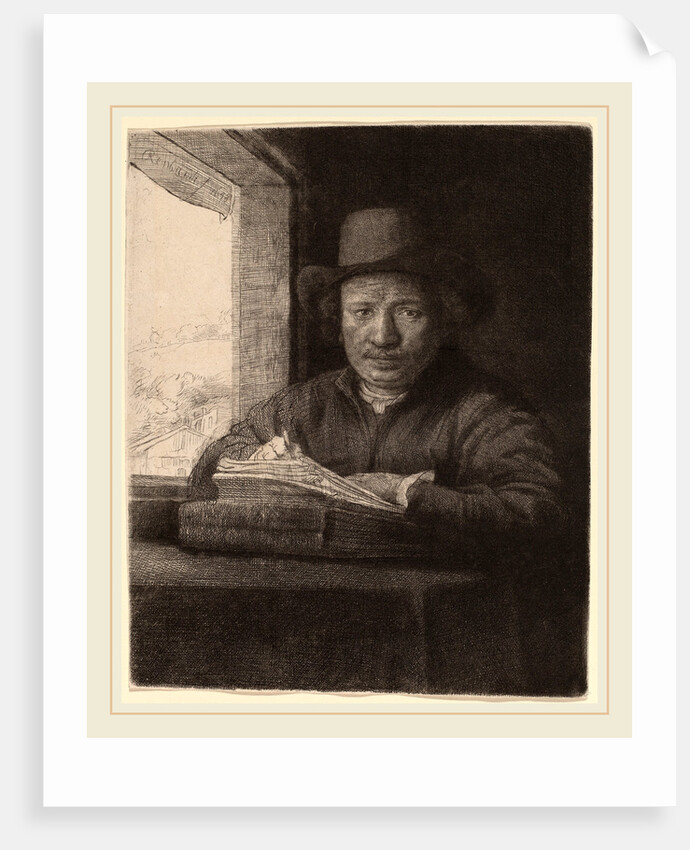 Self-Portrait Drawing at a Window, 1648 by Rembrandt van Rijn