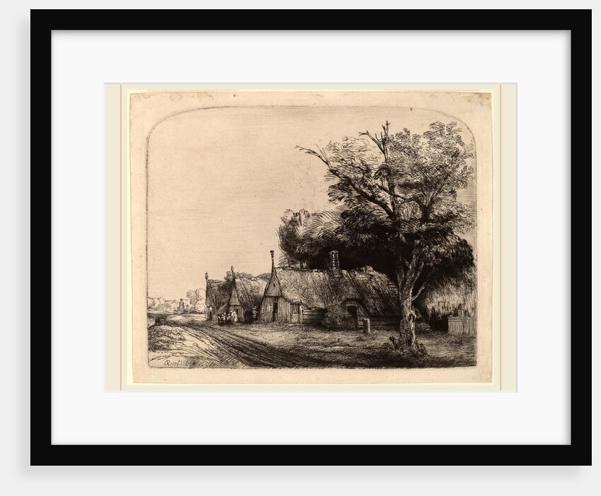 Landscape with Three Gabled Cottages beside a Road, 1650 by Rembrandt van Rijn
