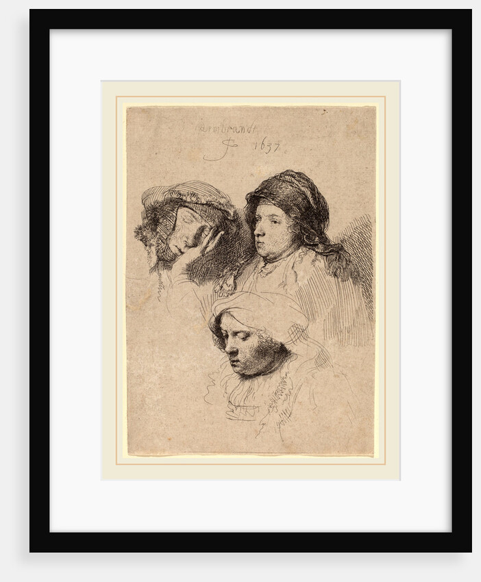 Three Heads of Women, One Asleep, 1637 by Rembrandt van Rijn