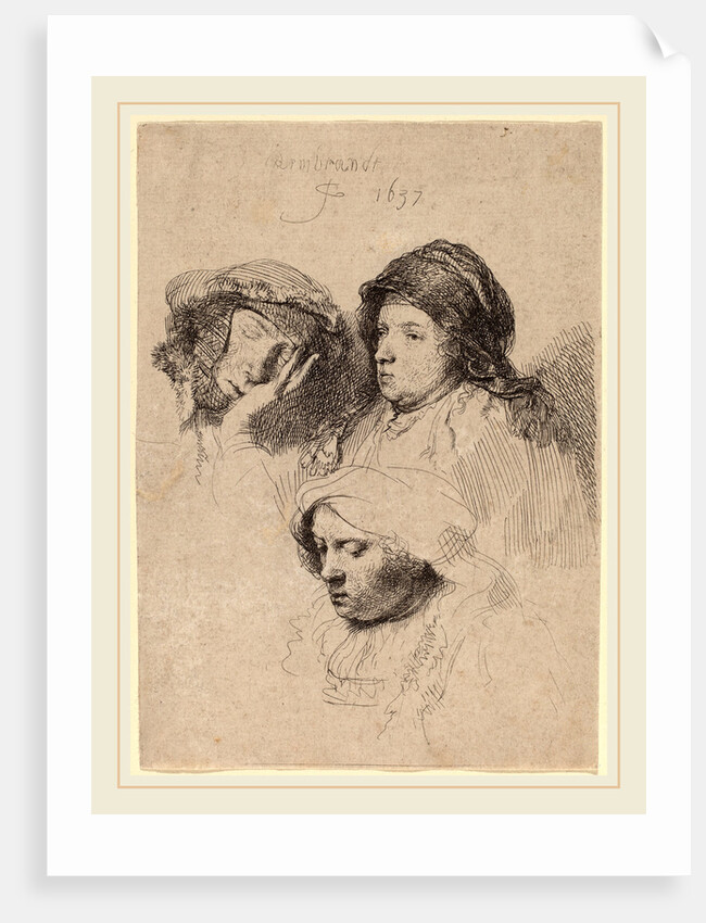 Three Heads of Women, One Asleep, 1637 by Rembrandt van Rijn