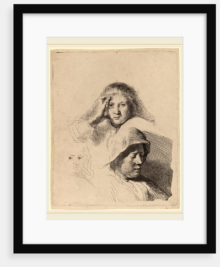 Three Heads of Women, One Lightly Etched, c. 1637 by Rembrandt van Rijn