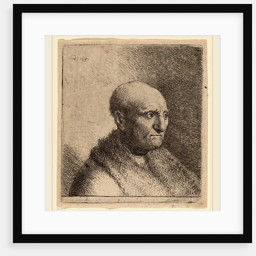 Bald Man in a Fur Cloak, c. 1630 by Rembrandt van Rijn and Studio of Rembrandt van Rijn