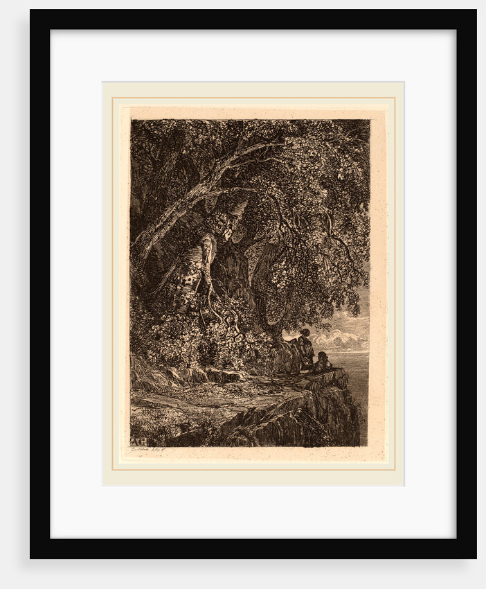 Couple Resting on a Cliff by Alexandre Calame