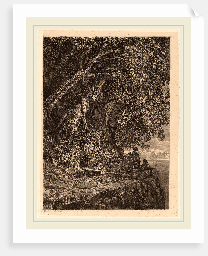 Couple Resting on a Cliff by Alexandre Calame