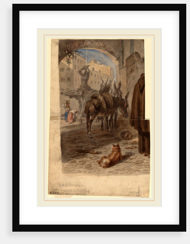 Bernini Fountain, Rome recto by Felix Octavius Carr Darley