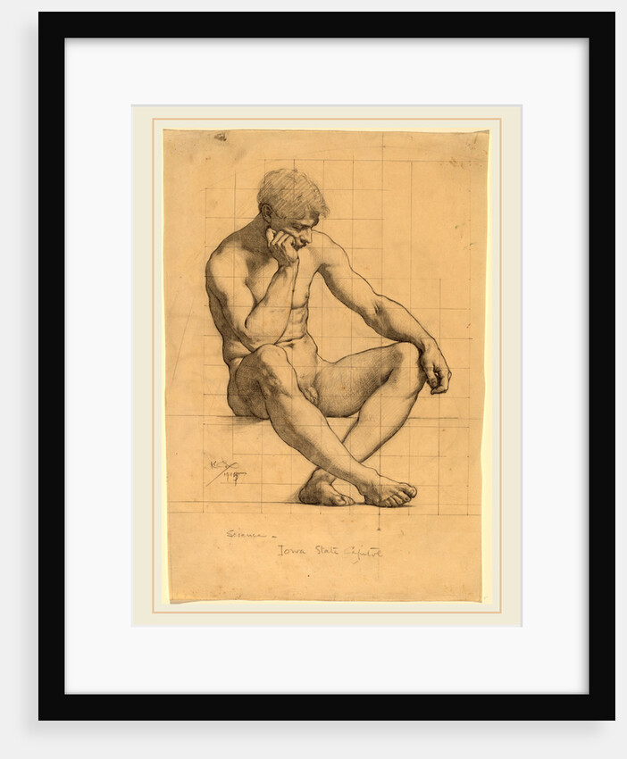 Seated Male Nude: Study for Science-Iowa State Capitol by Kenyon Cox