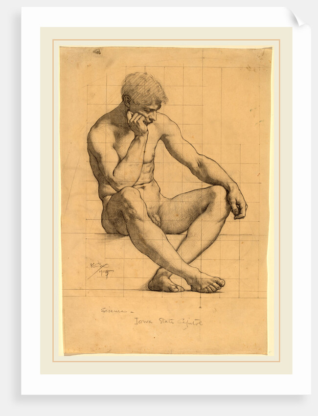 Seated Male Nude: Study for Science-Iowa State Capitol by Kenyon Cox