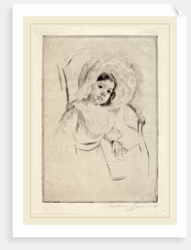 Margot in a Floppy Bonnet Leaning against a Chair by Mary Cassatt