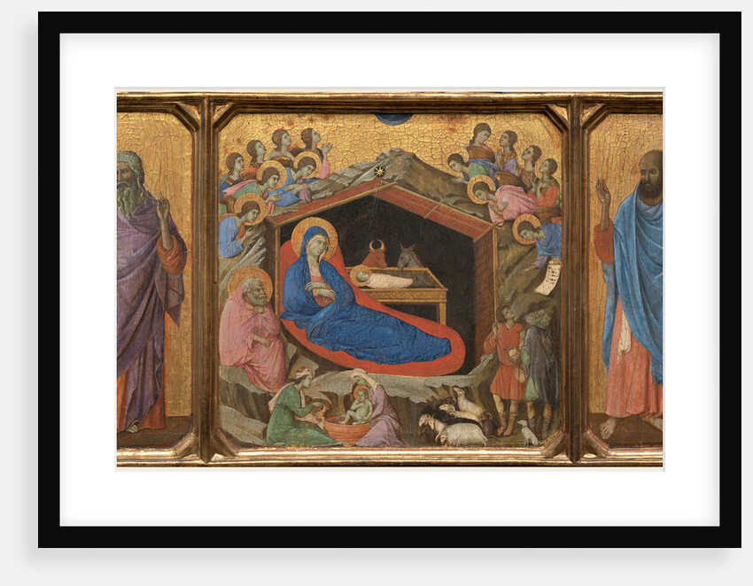 Italian, The Nativity with the Prophets Isaiah and Ezekiel, tempera on single panel by Duccio di Buoninsegna