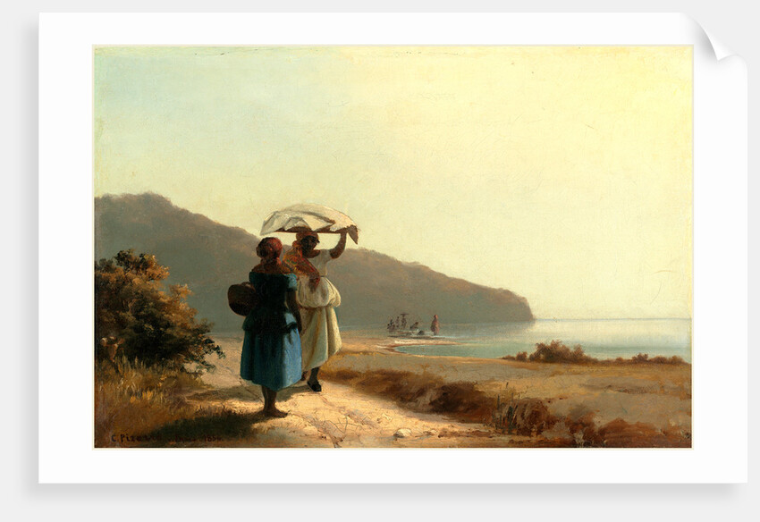 Two Women Chatting by the Sea, St. Thomas, 1856 by Camille Pissarro