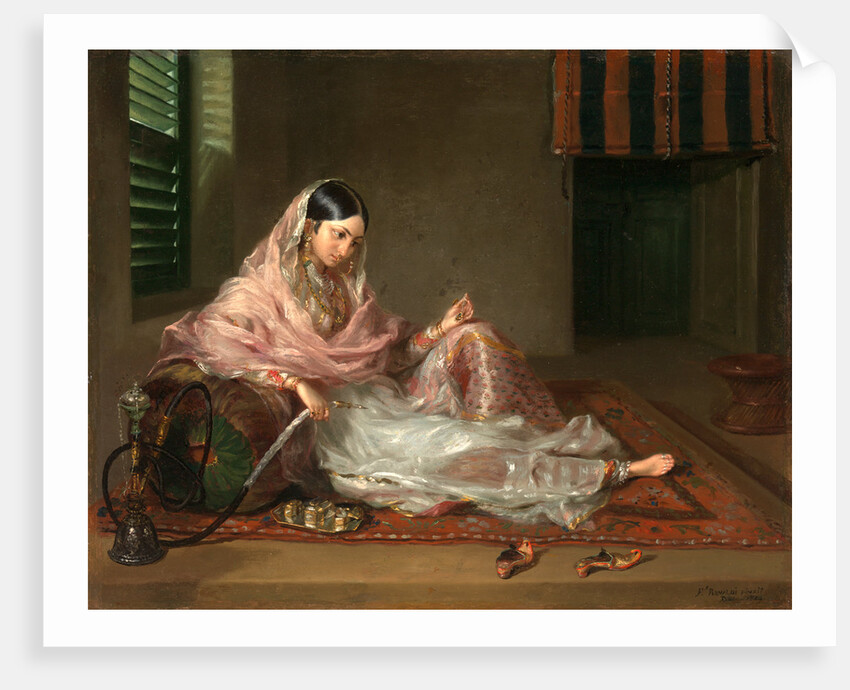 Muslim Lady Reclining An Indian Girl with a Hookah, by Francesco Renaldi