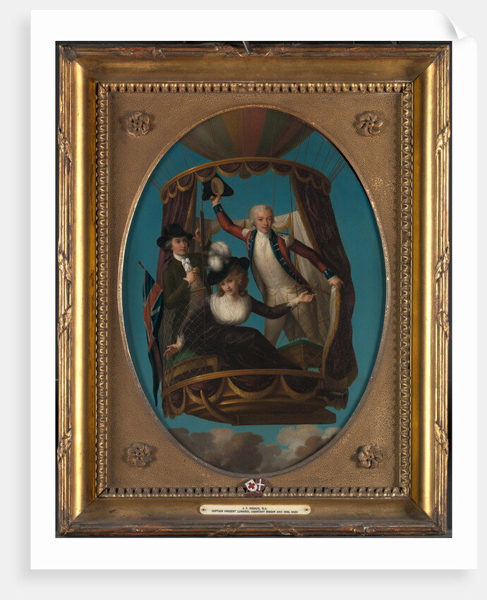 Captain Vincenzo Lunardi with his Assistant George Biggin, and Mrs. Letitia Anne Sage, in a Balloon by John Francis Rigaud