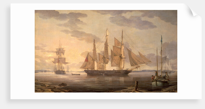 Ships in harbor by Robert Salmon