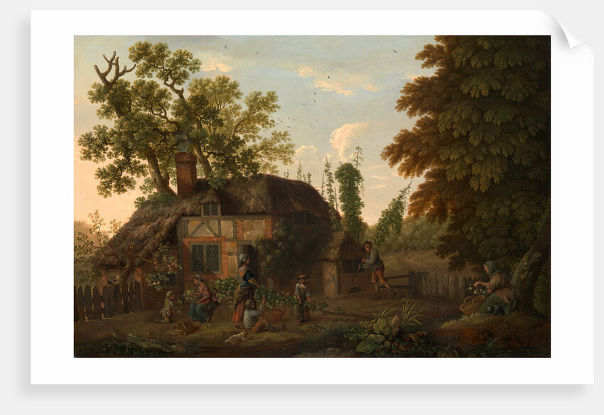 Hop Pickers Outside a Cottage by George Smith