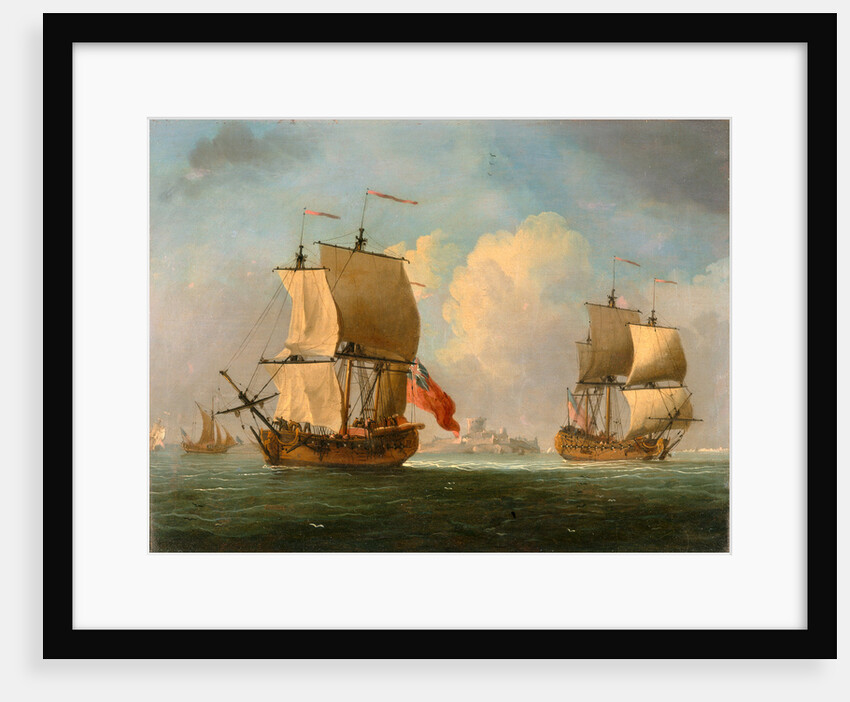 An English Sloop and a Frigate in a Light Breeze by Francis Swaine