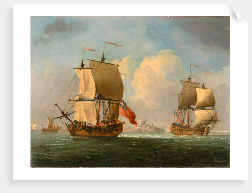 An English Sloop and a Frigate in a Light Breeze by Francis Swaine
