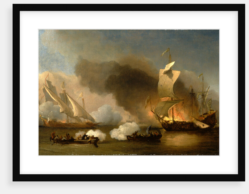 An Action off the Barbary Coast with Galleys and English Ships by William van de Velde the Younger