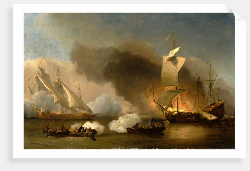 An Action off the Barbary Coast with Galleys and English Ships by William van de Velde the Younger